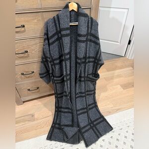 Zara Long Thick Plaid Coatigan - Medium